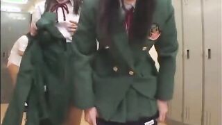 School girl hiding her chastity while changing clothes
