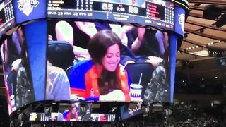 Girl gets caught dipping a chicken nugget into her soda, plays it off well