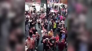 Crowd films couple fucking at convention