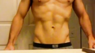 Showing off my abs and V in slow mo. I was really damn cut at age 20