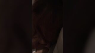 My hot-as-fuck wife swallowing my cock whole while our guest undresses her