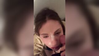 little gf cums while getting facefucked