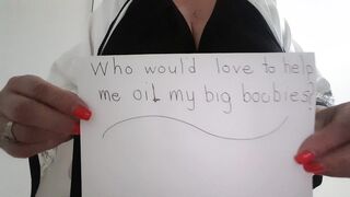 Love the feeling of oil being rubbed over my boobs ???? xx 54yo [F] (OC) ????????