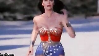 Lynda Carter as Wonder Woman -- 1975-1979 -- Oh, that bounce GIF