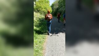 The cyclist didn't expect that when he turned around!!!