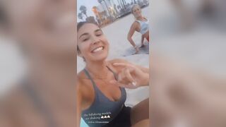 Cathy Kelley Doing Yoga at the beach