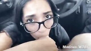 Madison wilde stains her new glasses with cum