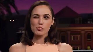 Gal Gadot when she sees a guy in the audience madly jerking his cock to her