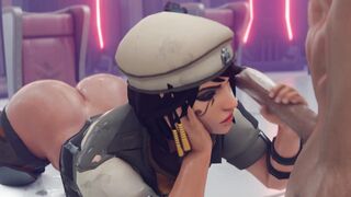 Pharah (Overwatch) HandJob And MouthFucking