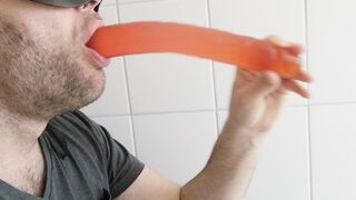 Deepthroating my 13 inch dildo (Germany)