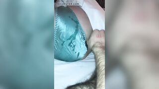 cum on turquoise satin panties again