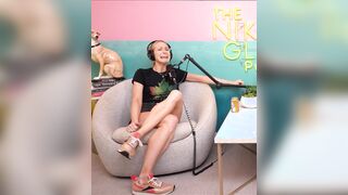 Leggy Nikki Glaser on her podcast