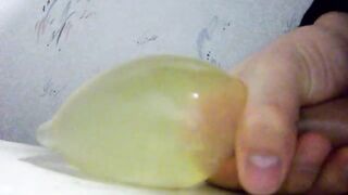 [proof] cum in a condom filled with piss